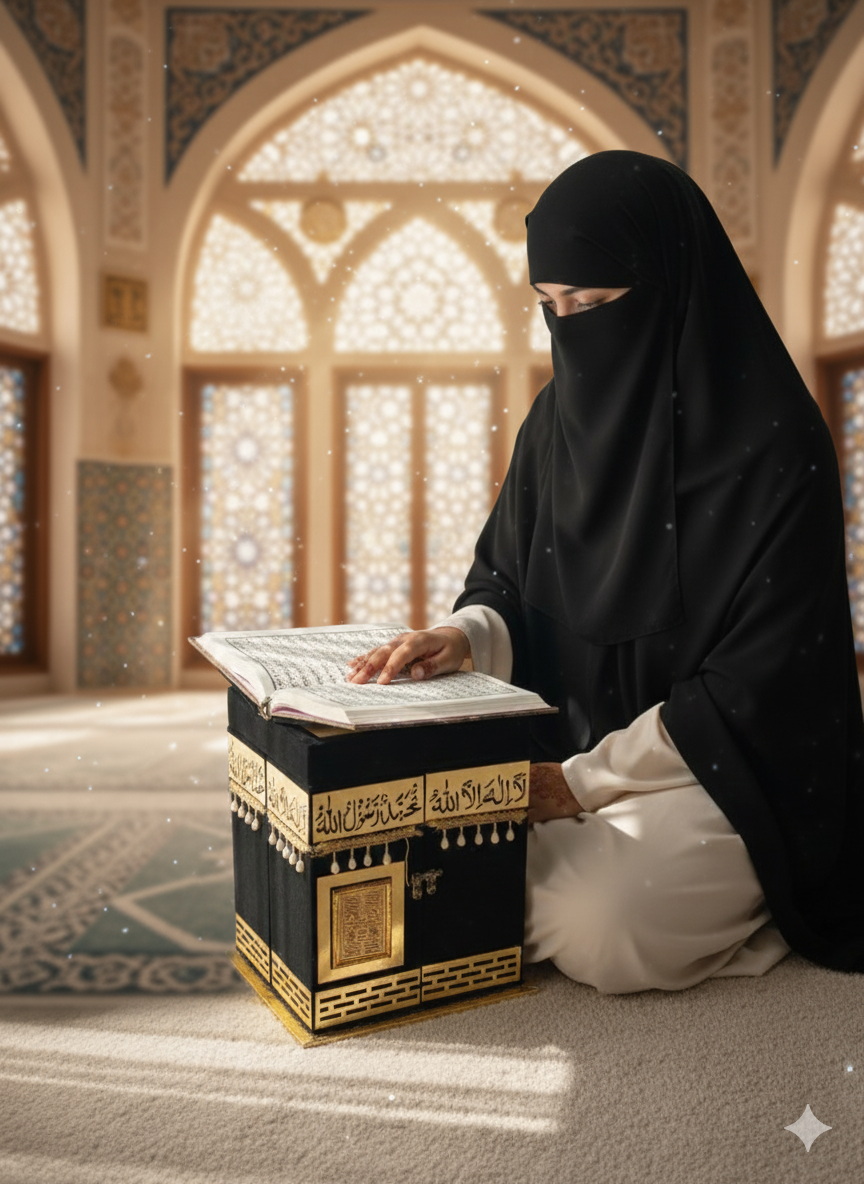 Premium Kaaba Design Rehal for Quran Reading”AL WAHIDI